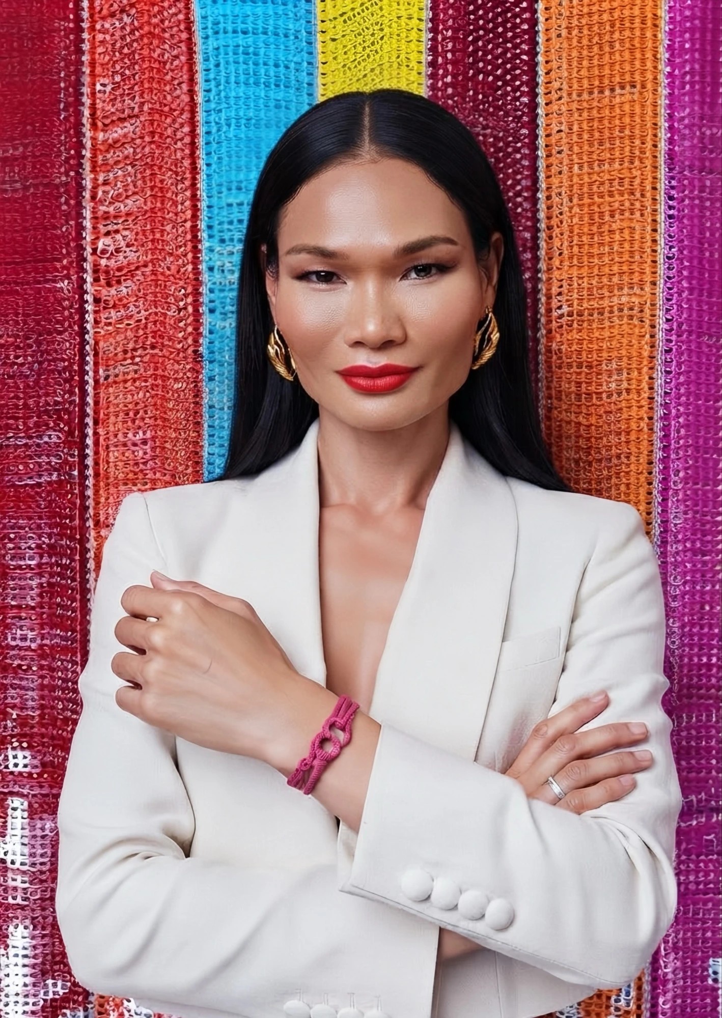 Mimi Tao wearing her Goal 10 Together Band